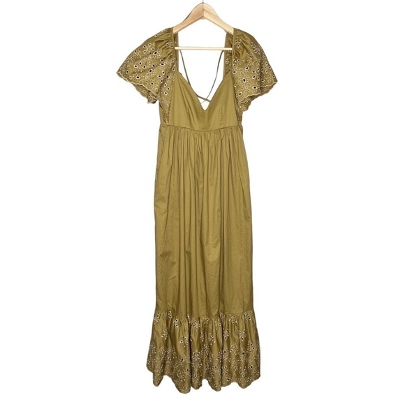 NWT En Saison Flutter Sleeves Eyelet Maxi Dress in Natural - Picture 7 of 13
